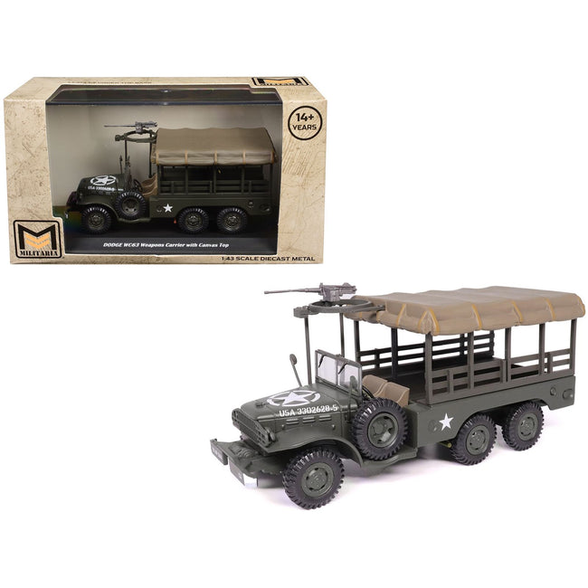 Dodge WC63 Weapons Carrier with Canvas Top Olive Drab "United States Army" 1/43 Diecast Model by Militaria Die Cast