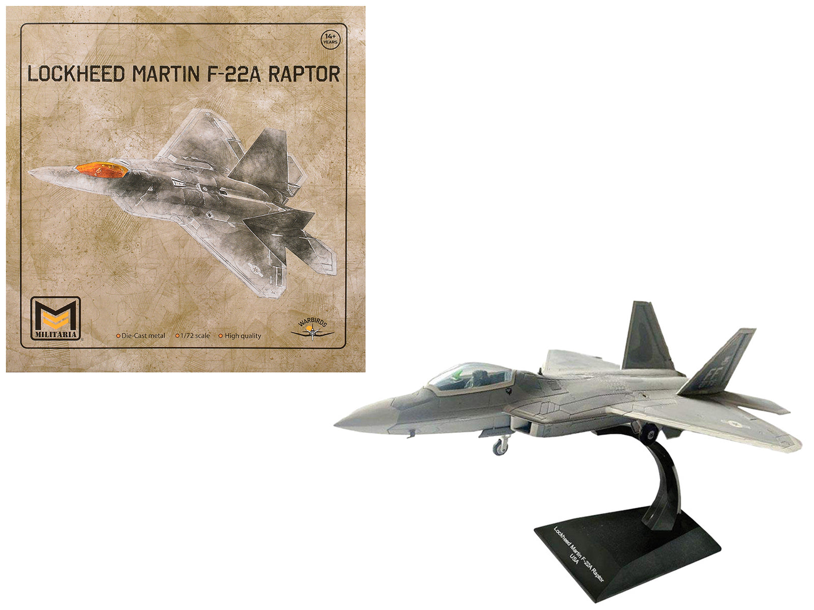 Lockheed Martin F-22A Raptor Aircraft "1st FW 94th FS" United States Air Force 1/72 Diecast Model by Militaria Die Cast