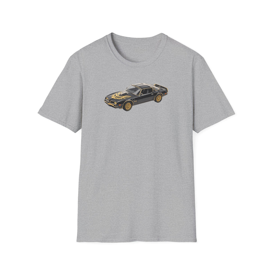 1977 Pontiac Firebird T/A Trans Am Starlite Black with Golden Eagle Hood - Inspired T-Shirt - American Muscle