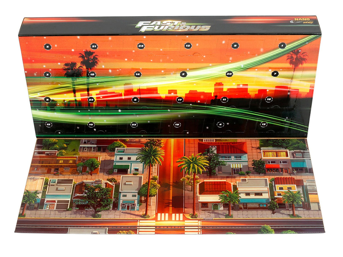 25 Years of Fast & Furious Advent Calendar Set of 24 Nano Cars "Nano Hollywood Rides" Series Diecast Model Cars by Jada-Jada-ModelCars.com