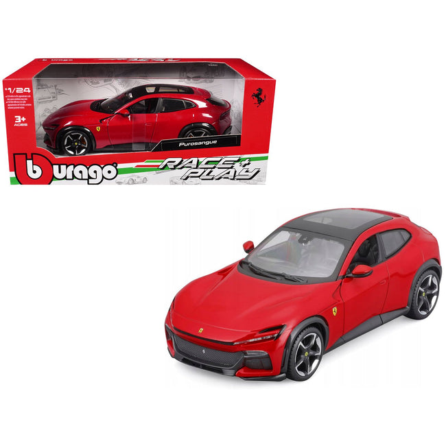 Ferrari Purosangue Red with Sunroof "Race + Play" Series 1/24 Diecast Model Car by Bburago