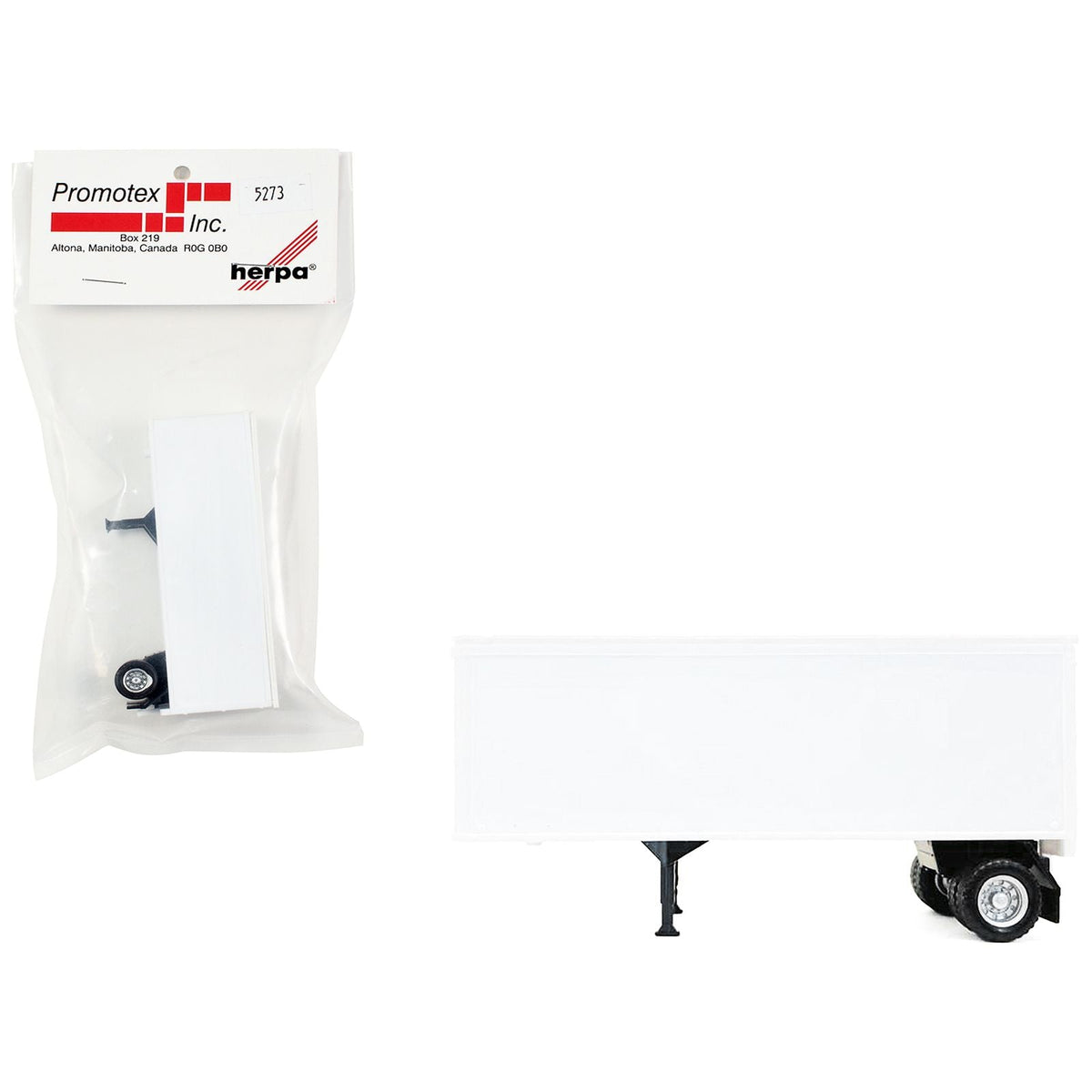 27ft Single-Axle Trailer (No Converter Dolly) White 1/87 (HO) Plastic Model by Promotex-Promotex-ModelCars.com