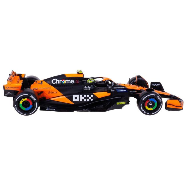 McLaren MCL38 #4 Lando Norris "OKX" Winner Formula One F1 "Miami GP" (2024) with Display Case 1/24 Diecast Model Car by Bburago