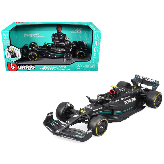 Mercedes-AMG F1 W14 E Performance #44 Lewis Hamilton "Petronas" Formula One F1 "World Championship" (2023) with Driver Figure "Race" Series 1/24 Diecast Model Car by Bburago