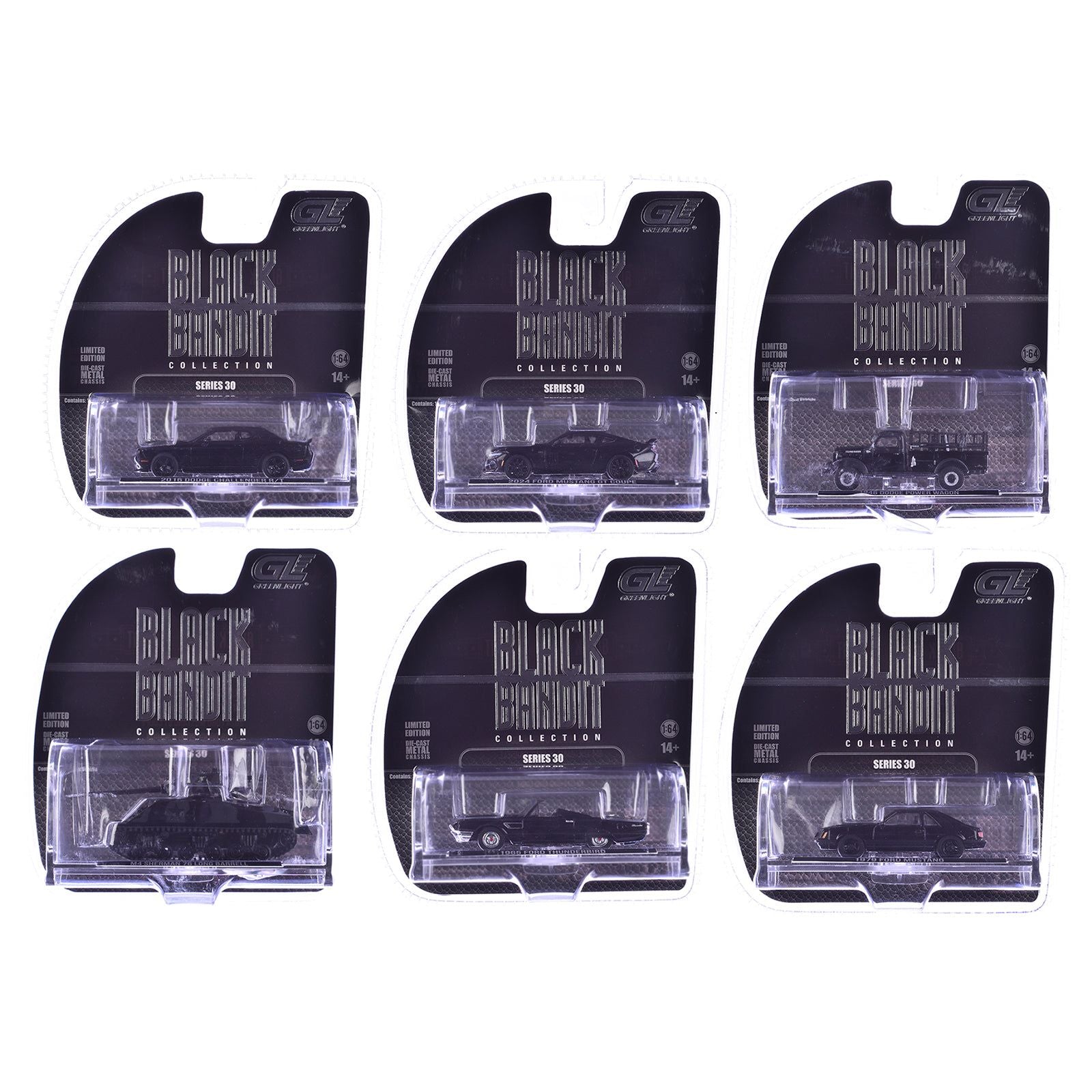 "Black Bandit" 6 piece Set Series 30 1/64 Diecast Model Cars by Greenlight