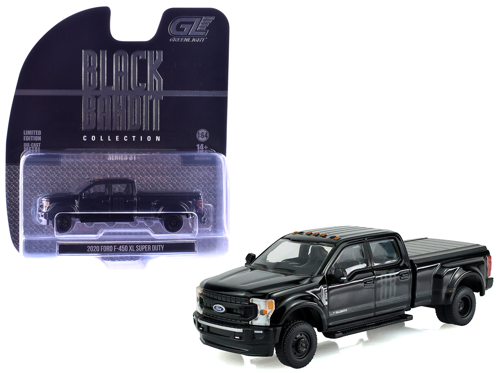 2020 Ford F-450 XL Super Duty Pickup Truck Black "Black Bandit" Series 31 1/64 Diecast Model Car by Greenlight