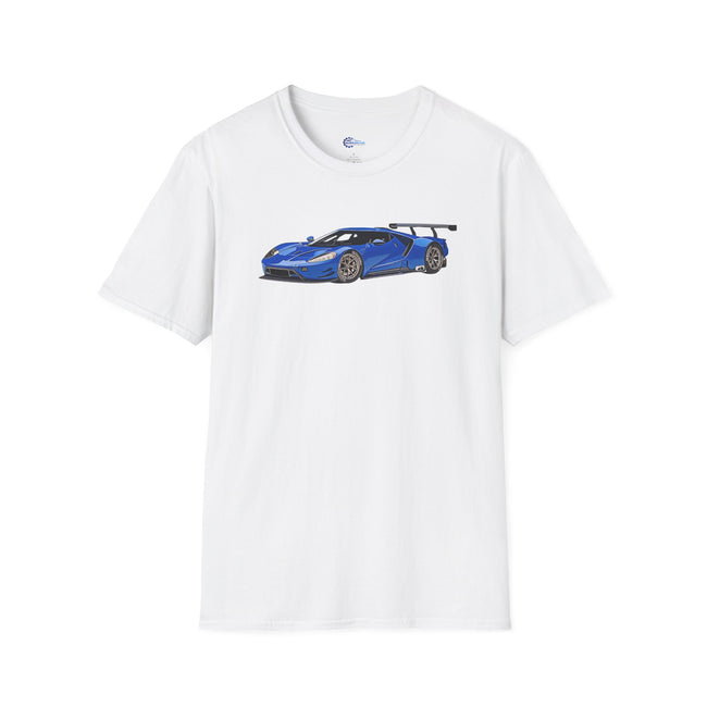 Modern Vector Art Style Blue Ford GT Le Mans Race Car T-Shirt