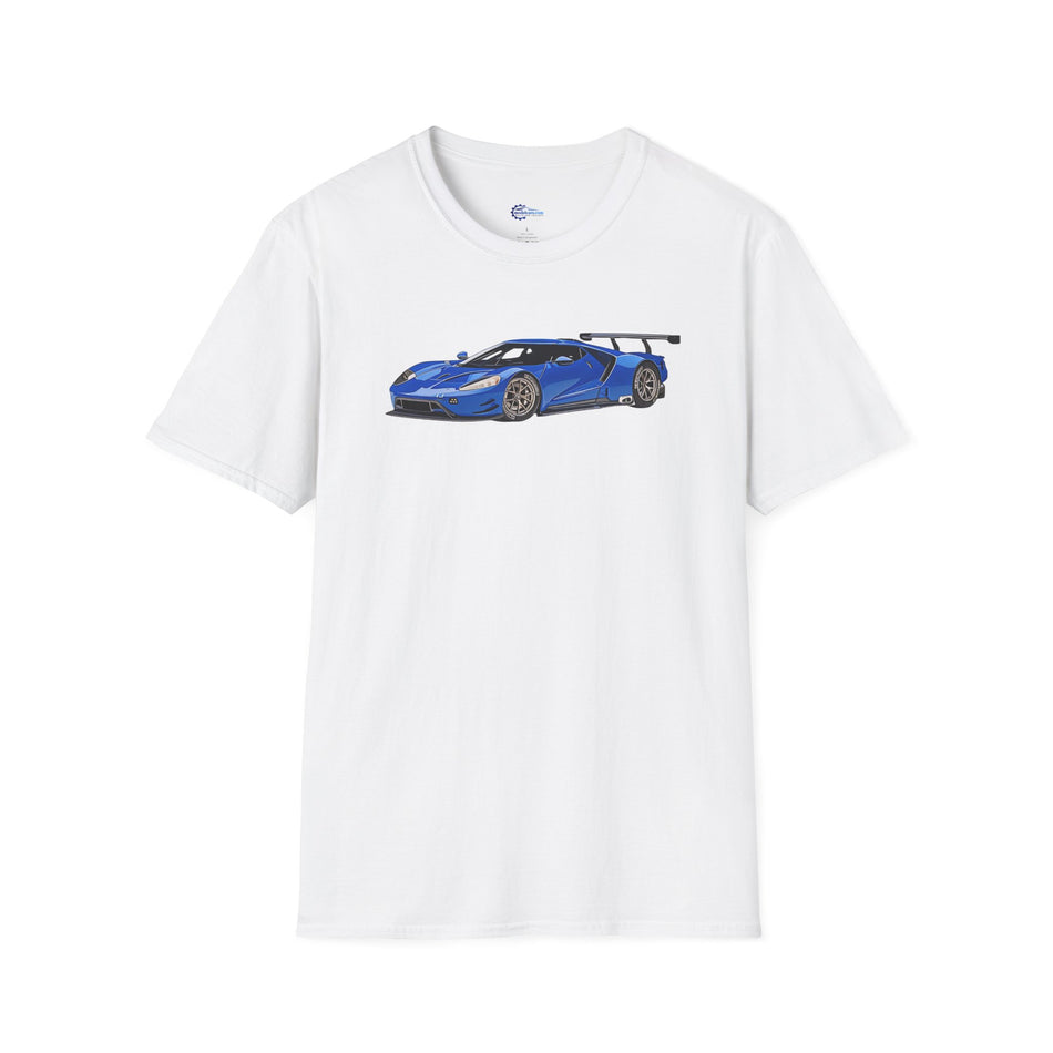 Modern Vector Art Style Blue Ford GT Le Mans Race Car T-Shirt