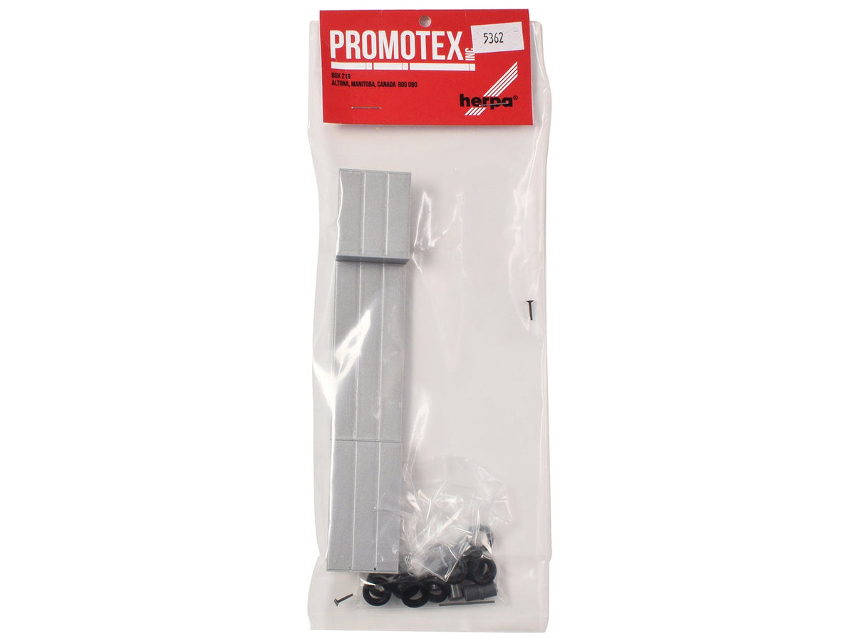 3-Axle Double-Drop Flatbed Trailer Silver Top 1/87 (HO) Plastic Model by Promotex-Promotex-ModelCars.com