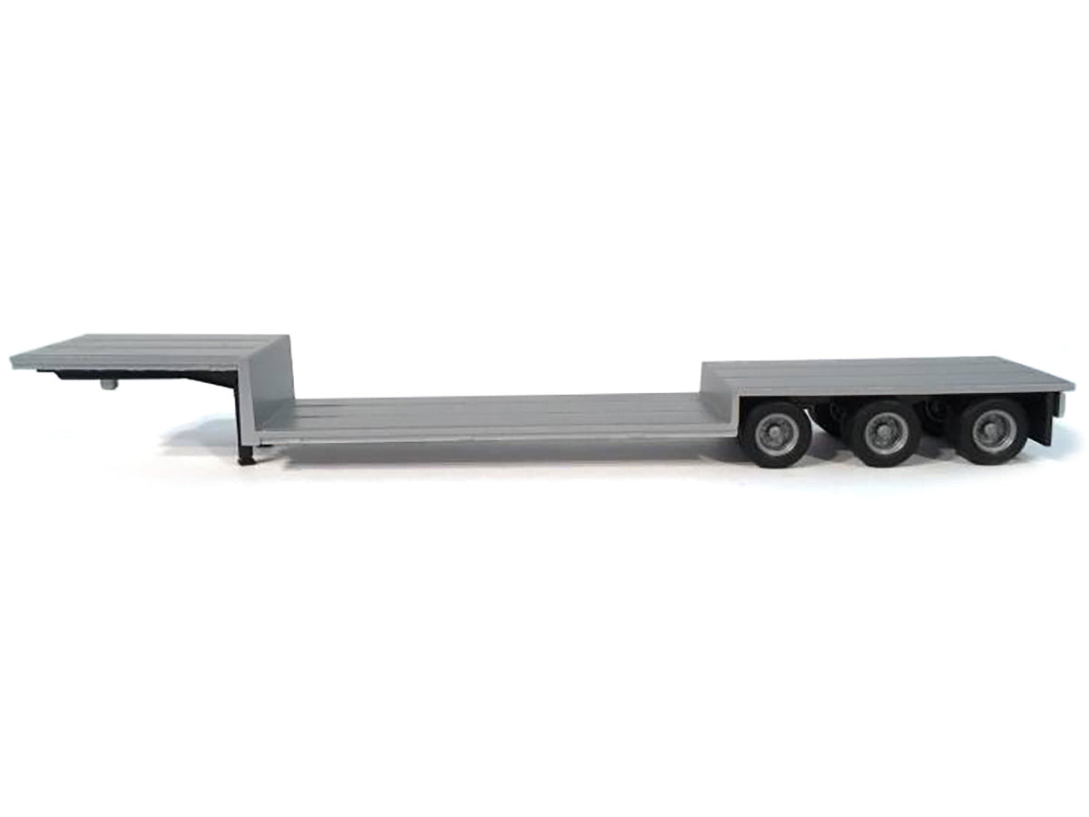 3-Axle Double-Drop Flatbed Trailer Silver Top 1/87 (HO) Plastic Model by Promotex-Promotex-ModelCars.com