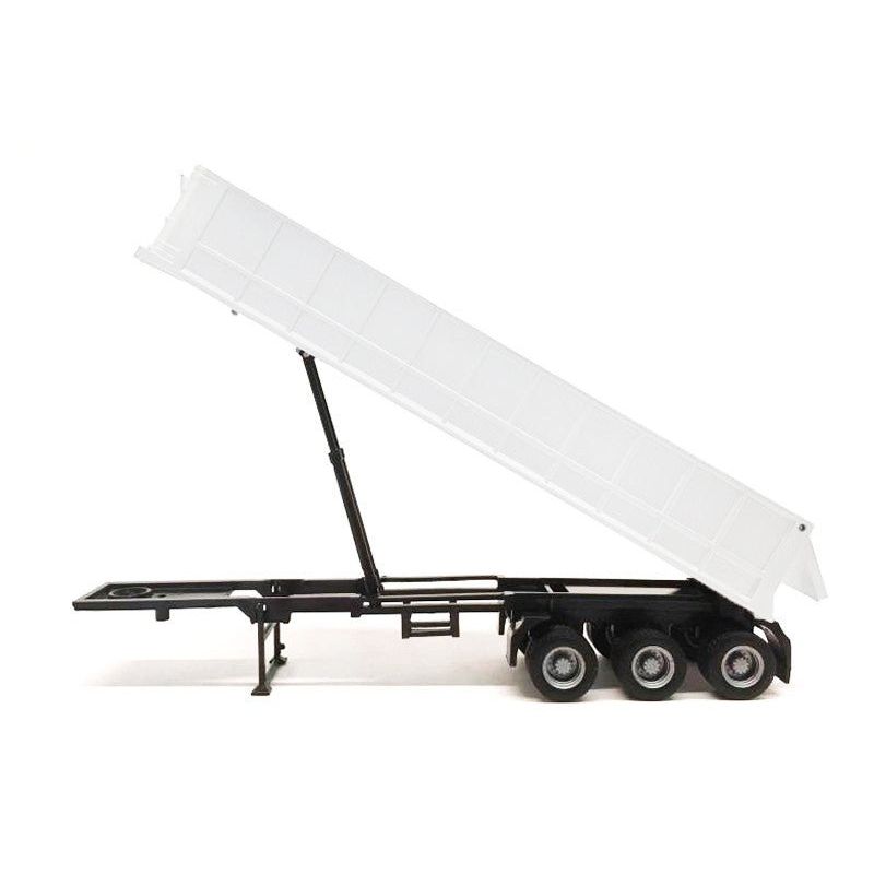 3 - Axle Dump Trailer White 1/87 (HO) Plastic Model by Promotex - Promotex - ModelCars.com