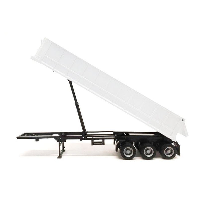 3-Axle Dump Trailer White 1/87 (HO) Plastic Model by Promotex-Promotex-ModelCars.com