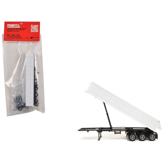 3-Axle Dump Trailer White 1/87 (HO) Plastic Model by Promotex-Promotex-ModelCars.com