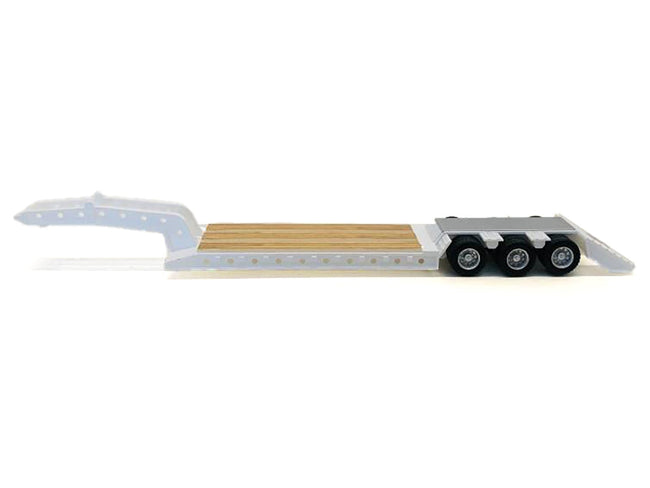 3-Axle Heavy Equipment Lowboy Trailer White 1/87 (HO) Plastic Model by Promotex-Promotex-ModelCars.com