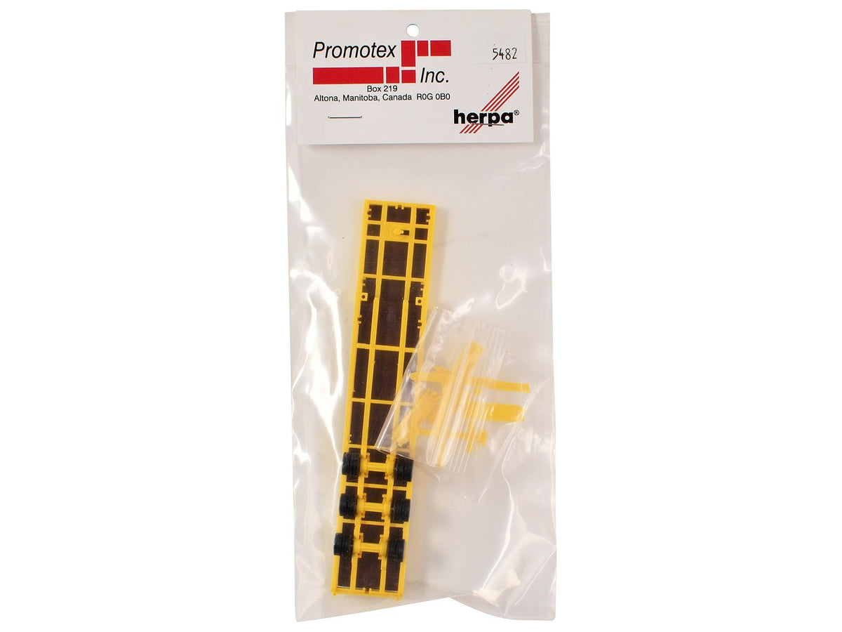 3-Axle Step Deck Equipment Trailer with Ramps Yellow 1/87 (HO) Plastic Model by Promotex-Promotex-ModelCars.com