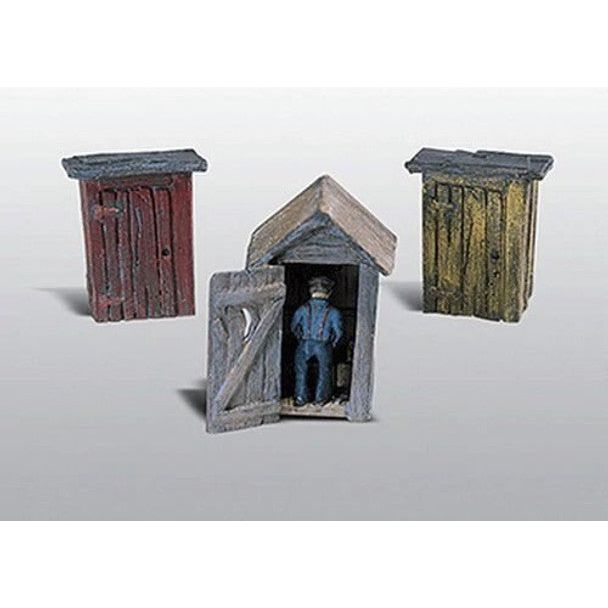 3 OUTHOUSES & MAN - WOODLAND SCENICS - ModelCars.com