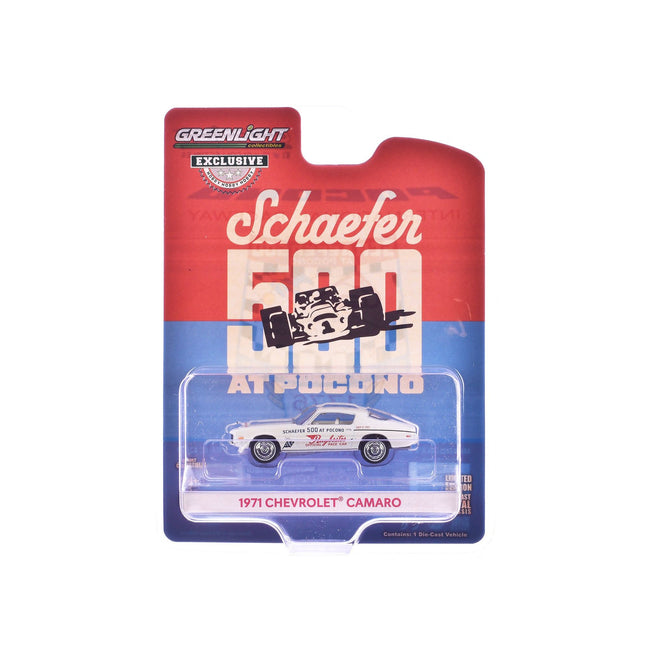 1971 Chevrolet Camaro "1971 Schaefer 500 at Pocono Raybestos Official Pace Car" White with White Interior "Hobby Exclusive" Series 1/64 Diecast Model Car by Greenlight