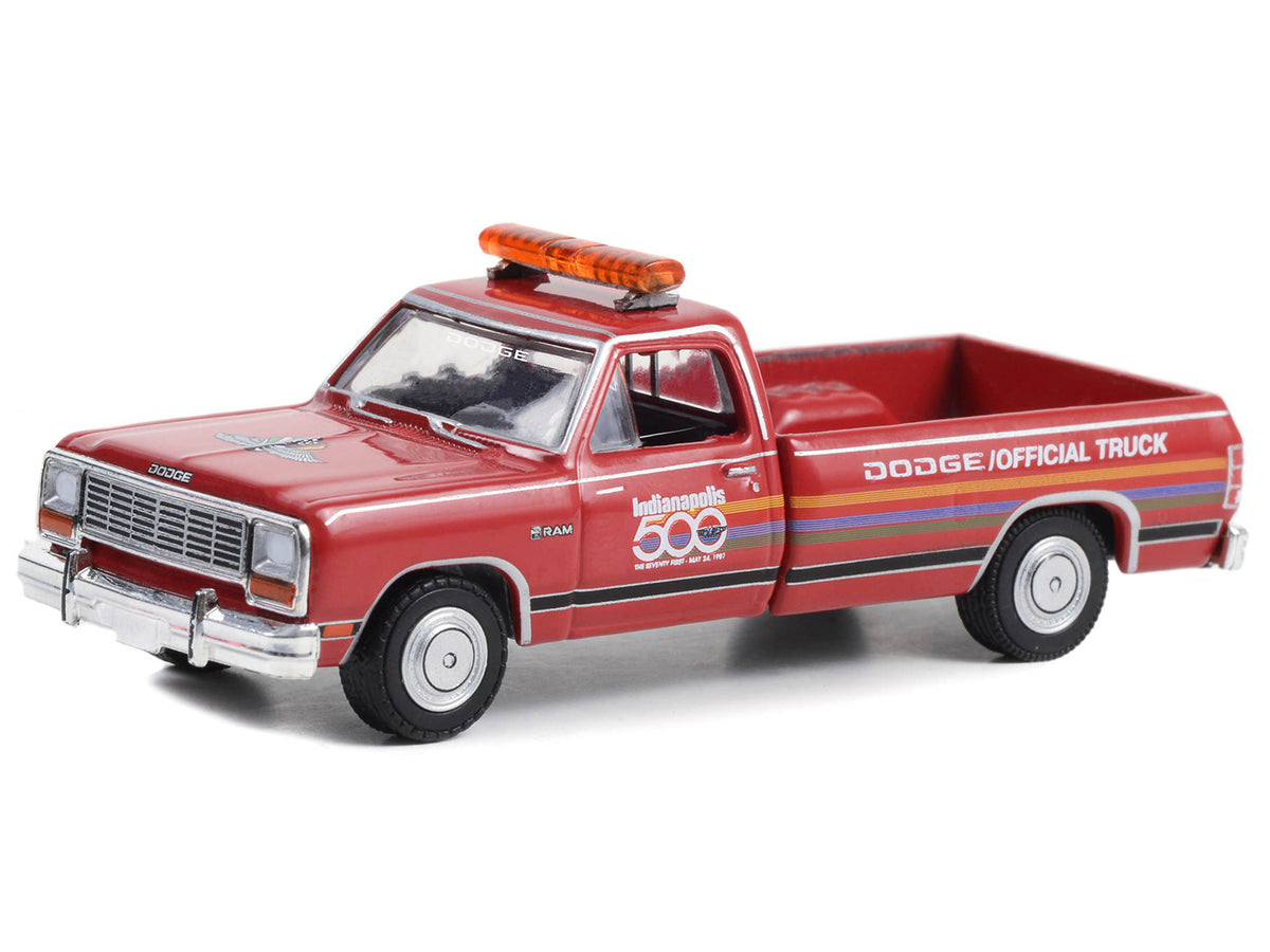 1987 Dodge Ram D-250 Pickup Truck "71st Annual Indianapolis 500 Mile Race Dodge Official Truck" Red with Stripes "Hobby Exclusive" Series 1/64 Diecast Model Car by Greenlight