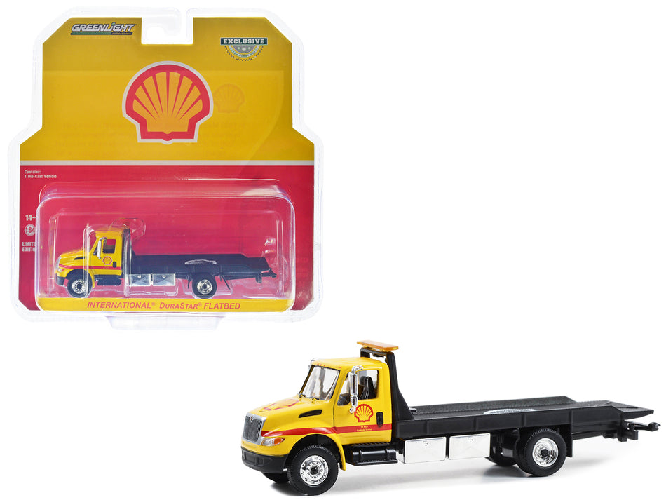 International Durastar 4400 Flatbed Truck Yellow "Shell Oil - Shell Roadside Service 24 Hour" 1/64 Diecast Model Car by Greenlight