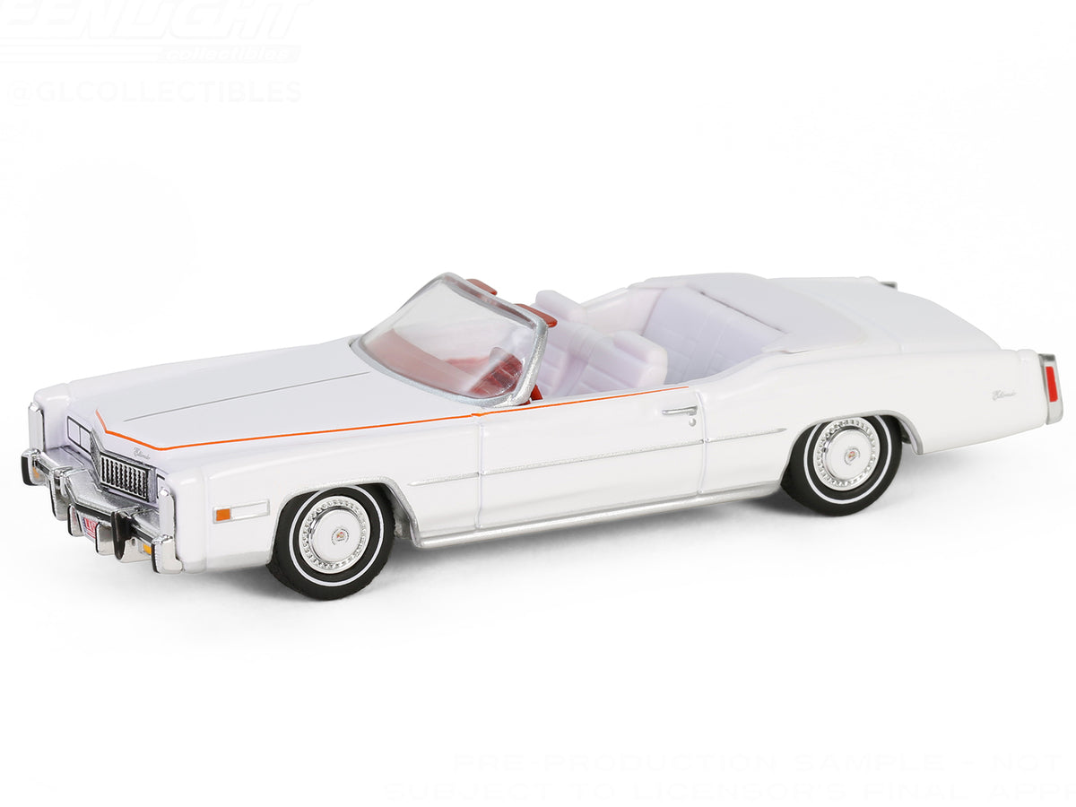 1976 Cadillac Eldorado Convertible White with Red and Blue Stripes "The End of an Era 1916-1976" "Hobby Exclusive" Series 1/64 Diecast Model Car by Greenlight