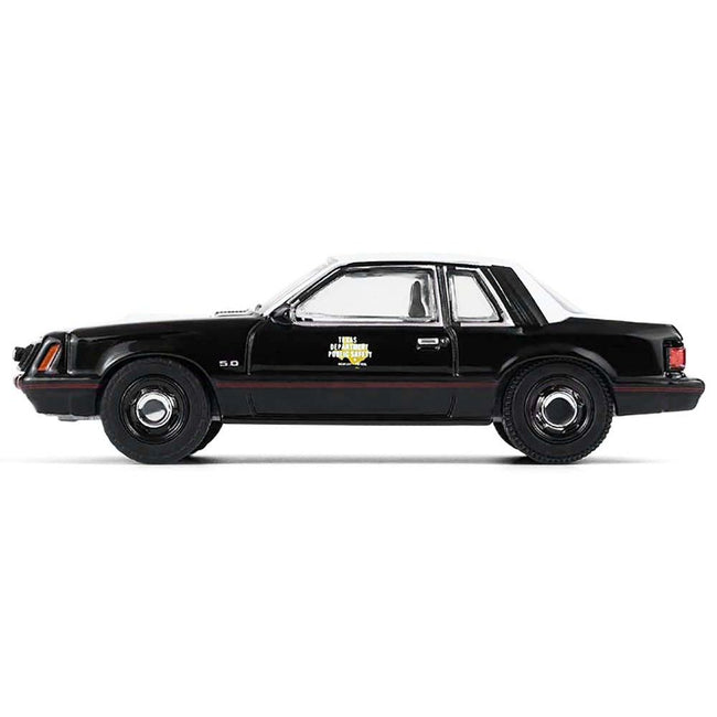 1982 Ford Mustang SSP "Texas Department of Public Safety Highway Patrol" Black with White Hood and Top "Hobby Exclusive" Series 1/64 Diecast Model Car by Greenlight