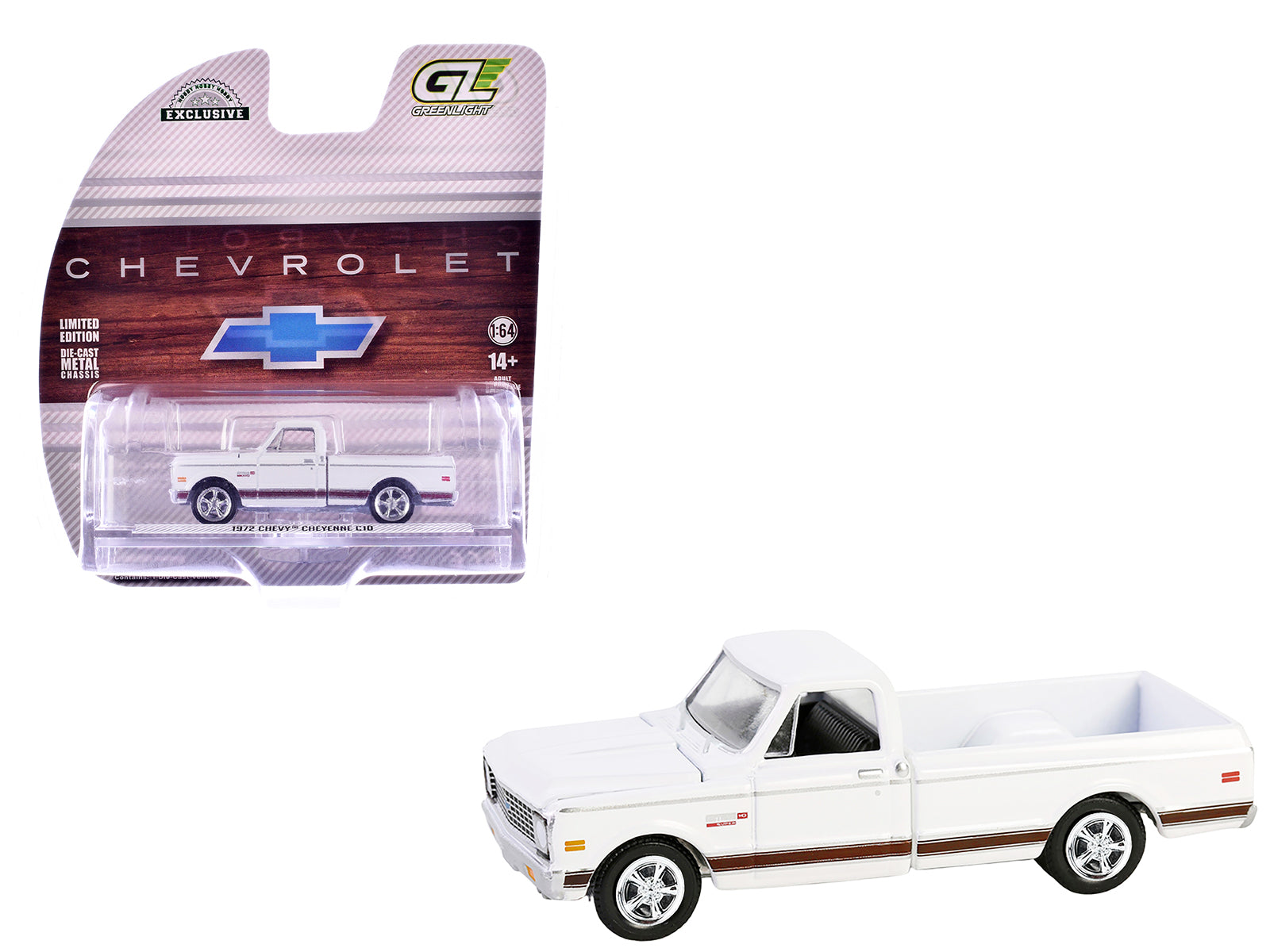 1972 Chevrolet Cheyenne C10 Short Bed Pickup Truck White "Hobby Exclusive" Series 1/64 Diecast Model Car by Greenlight