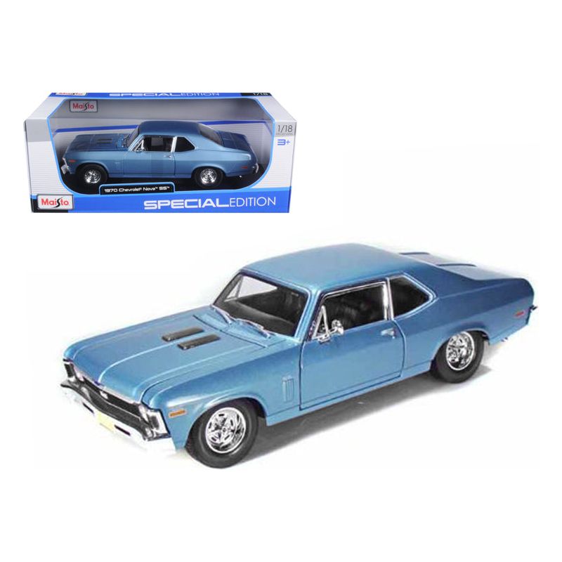 1970 Chevrolet Nova SS Coupe Blue Metallic 1/18 Diecast Model Car by Maisto