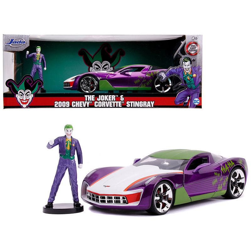 2009 Chevrolet Corvette Stingray with Joker Diecast Figurine "DC Comics" Series 1/24 Diecast Model Car by Jada