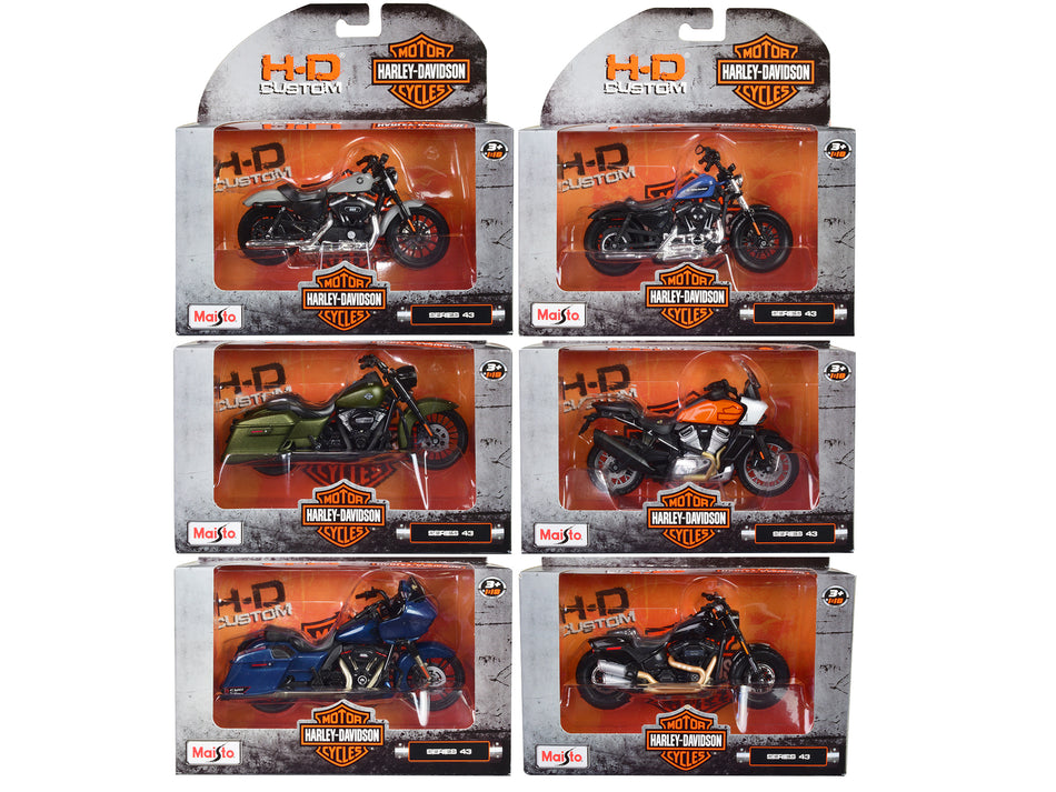 Harley-Davidson Motorcycles 6 piece Set Series 43 1/18 Diecast Models by Maisto