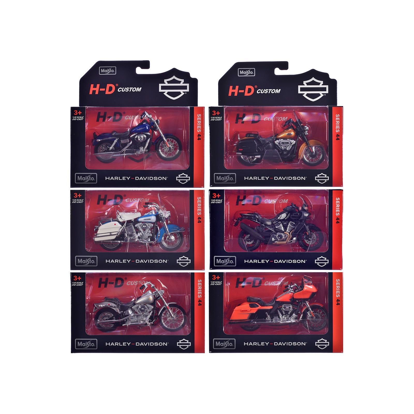 Harley-Davidson Motorcycles 6 piece Set Series 44 1/18 Diecast Models by Maisto
