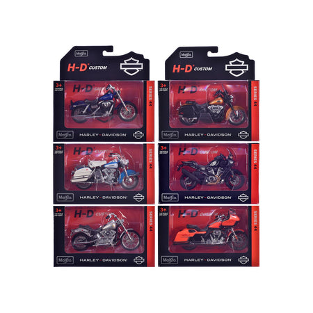 Harley-Davidson Motorcycles 6 piece Set Series 44 1/18 Diecast Models by Maisto