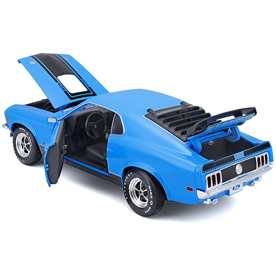 1970 Ford Mustang Mach 1 428 Blue with Black Stripes "Special Edition" 1/18 Diecast Model Car by Maisto