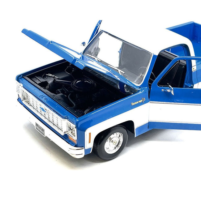 1974 Chevrolet C10 Cheyenne Super Pickup Truck Blue and White "Special Edition" Series 1/18 Diecast Model Car by Maisto