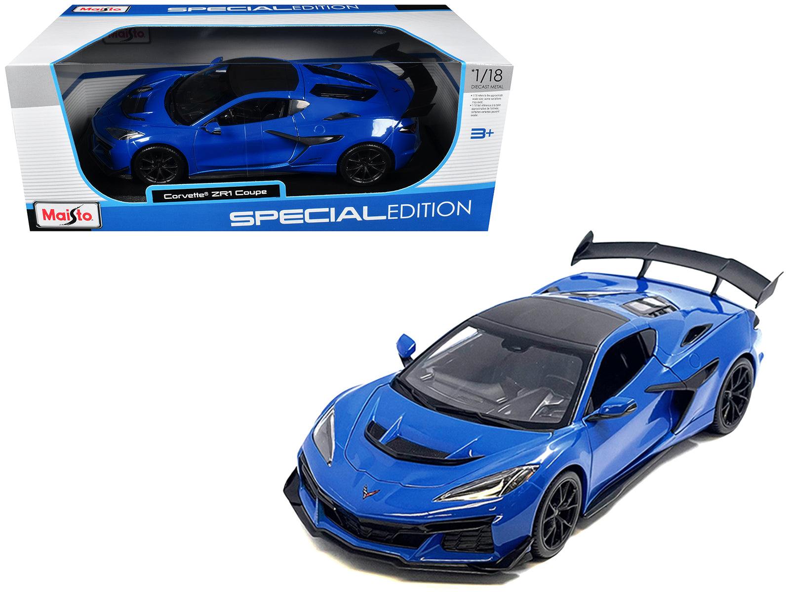 Chevrolet Corvette ZR1 Coupe Blue with Carbon Top "Special Edition" Series 1/18 Diecast Model Car by Maisto