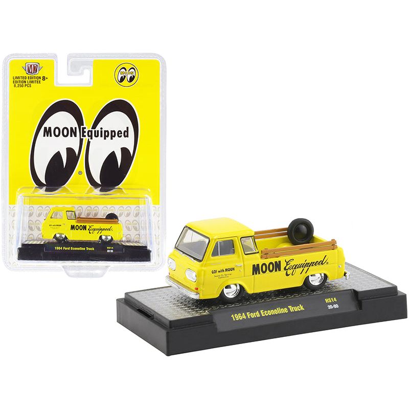 1964 Ford Econoline Pickup Truck "Moon Equipped" Bright Yellow Limited Edition to 8250 pieces Worldwide 1/64 Diecast Model Car by M2 Machines