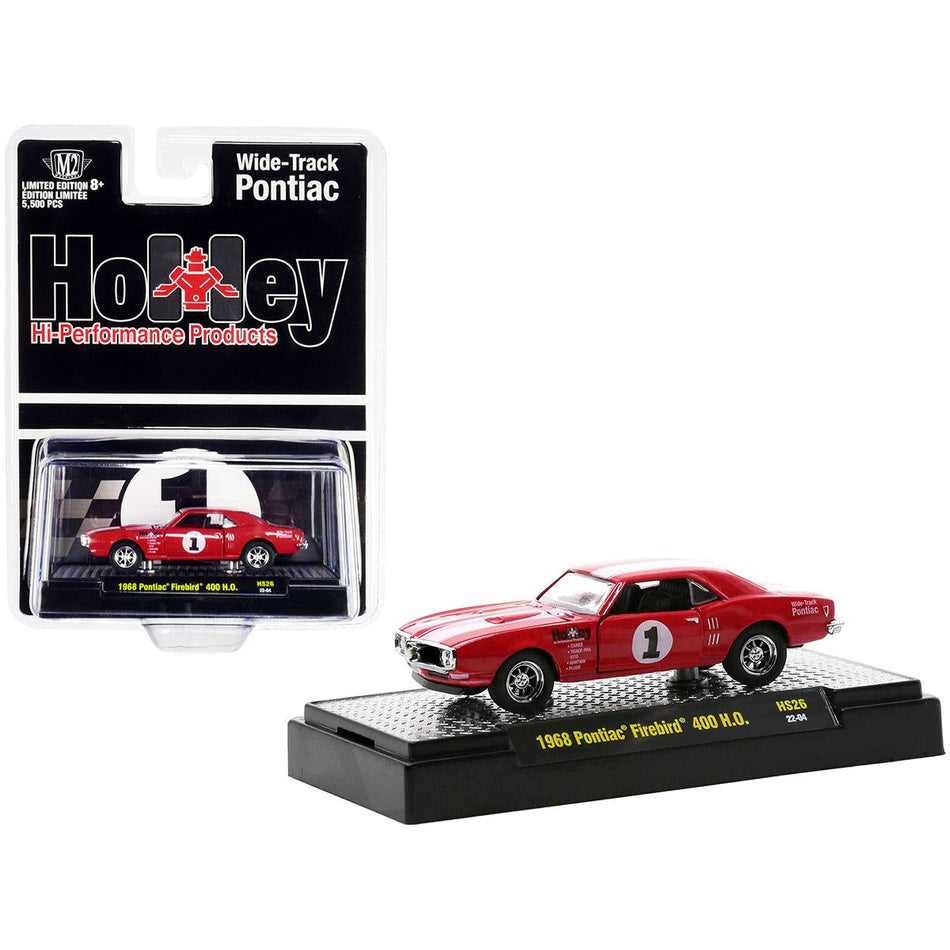 1968 Pontiac Firebird 400 H.O. #1 Carousel Red with White Stripes "Holley" Limited Edition to 5500 pieces Worldwide 1/64 Diecast Model Car by M2 Machines