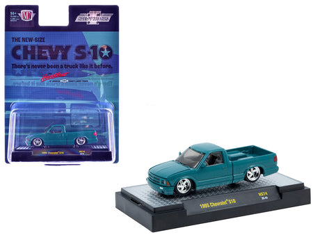 1995 Chevrolet S10 Pickup Truck Teal Metallic Limited Edition to 15400 pieces Worldwide 1/64 Diecast Model Car by M2 Machines