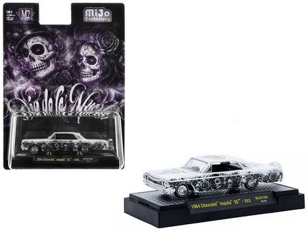 1964 Chevrolet Impala SS "Dia De Los Muertos" White with Graphics Limited Edition to 10560 pieces Worldwide 1/64 Diecast Model Car by M2 Machines