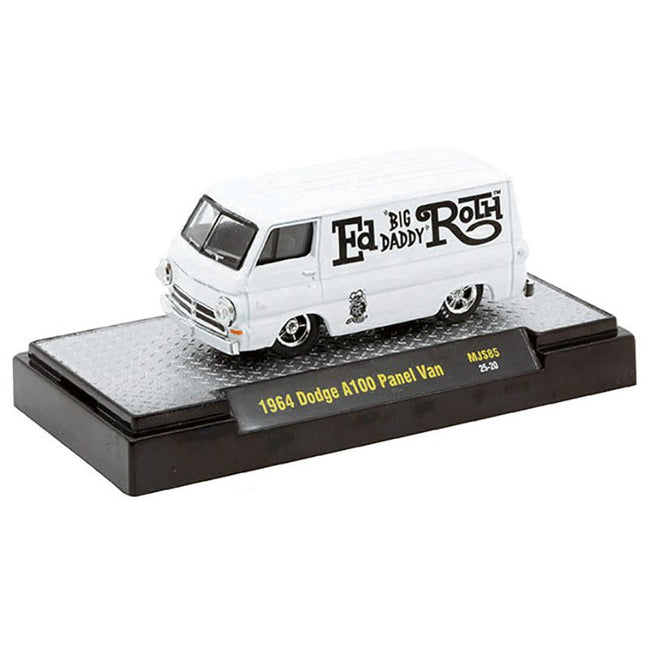 1964 Dodge A100 Panel Van "Ed 'Big Daddy' Roth - Rat Fink" White Limited Edition to 4950 pieces Worldwide 1/64 Diecast Model Car by M2 Machines