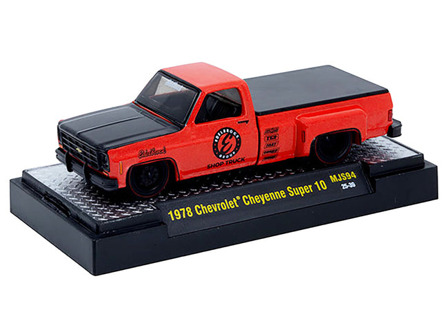 1978 Chevrolet Cheyenne Super 10 Pickup Truck "Edelbrock" Red with Black Hood Limited Edition to 9900 pieces Worldwide 1/64 Diecast Model Car by M2 Machines