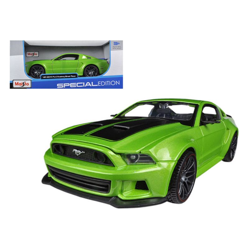 2014 Ford Mustang "Street Racer" Green Metallic with Black Stripes "Special Edition" Series 1/24 Diecast Model Car by Maisto