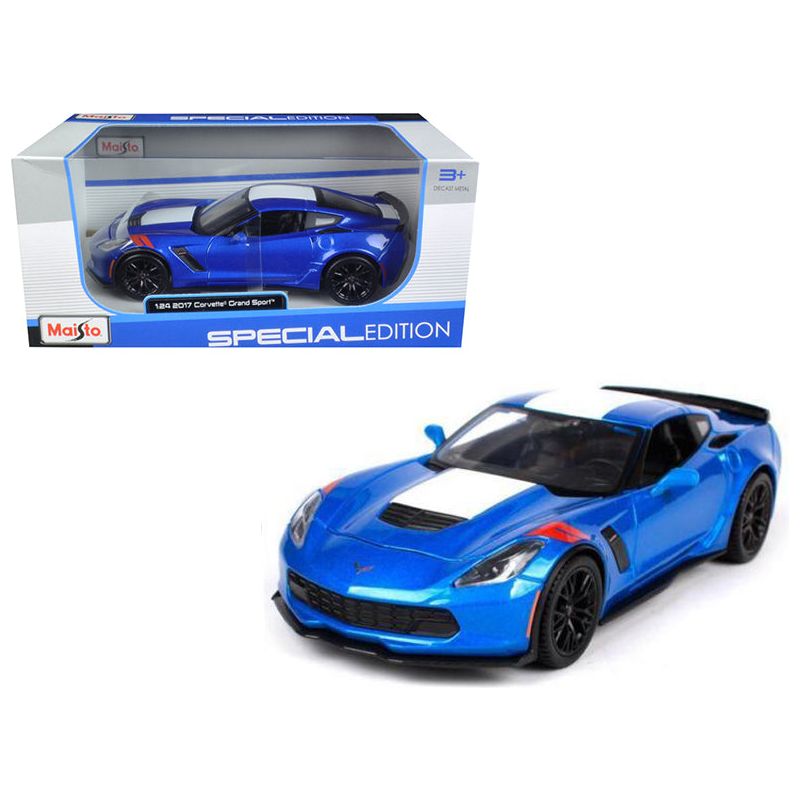 2017 Chevrolet Corvette Grand Sport Blue Metallic 1/24 Diecast Model Car by Maisto