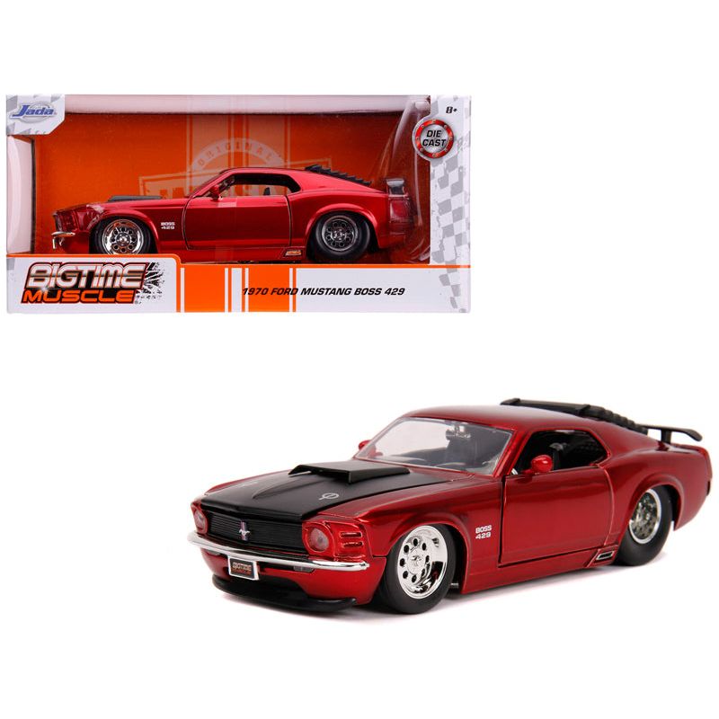 1970 Ford Mustang Boss 429 Candy Red with Black Hood "Bigtime Muscle" Series 1/24 Diecast Model Car by Jada