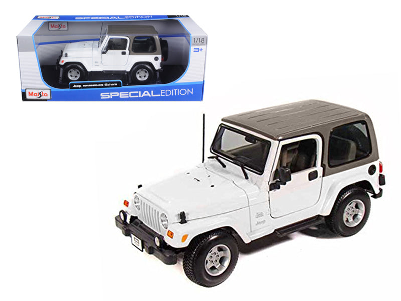 Jeep Wrangler Sahara White 1/18 Diecast Model Car by Maisto