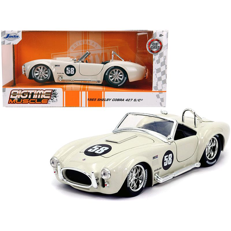 1965 Shelby Cobra 427 S/C #58 Cream "Bigtime Muscle" 1/24 Diecast Model Car by Jada