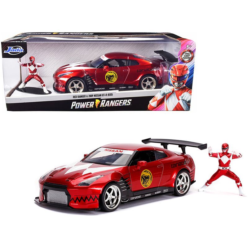 2009 Nissan GT-R (R35) Candy Red and Red Ranger Diecast Figurine "Power Rangers" 1/24 Diecast Model Car by Jada