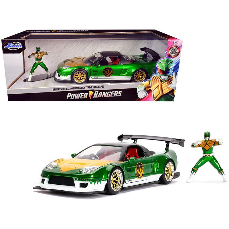 2002 Honda NSX Type-R Japan Spec RHD (Right Hand Drive) and Green Ranger Diecast Figurine "Power Rangers" 1/24 Diecast Model Car by Jada