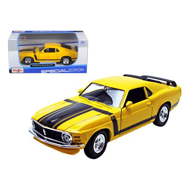 1970 Ford Mustang Boss 302 Yellow 1/24 Diecast Model Car by Maisto