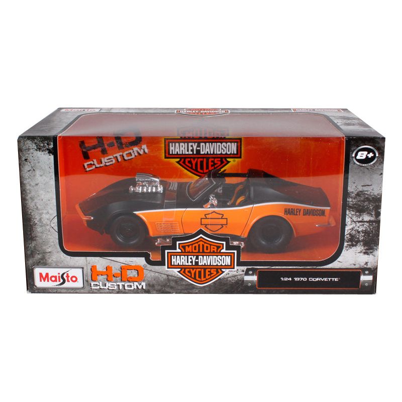 1970 Chevrolet Corvette Harley Davidson Black/Orange 1/24 Diecast Model Car by Maisto