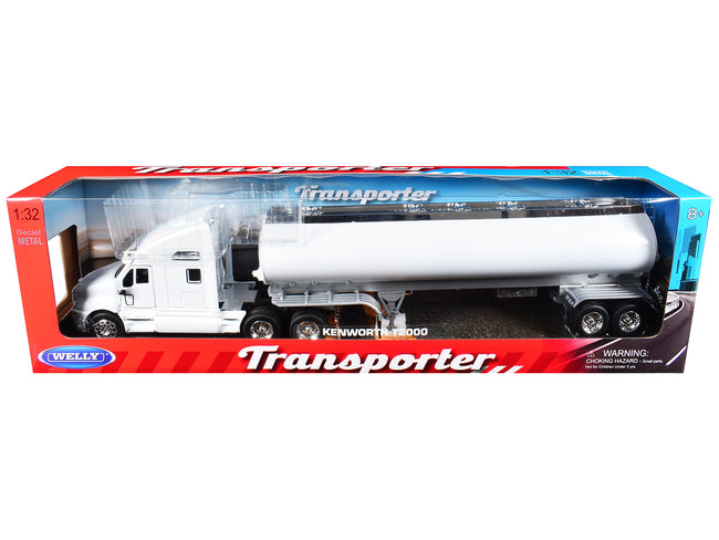 Kenworth T2000 Truck White with White Container "Transporter" Series 1/32 Diecast Model by Welly